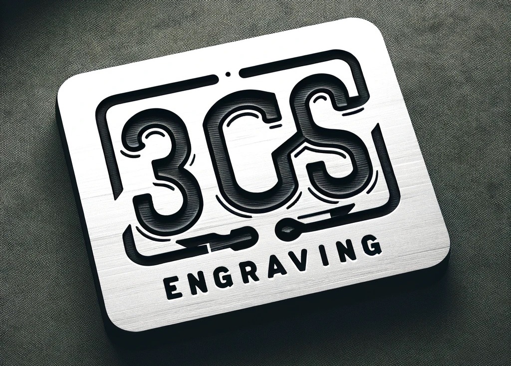 3CS Engraving logo on a metal plaque