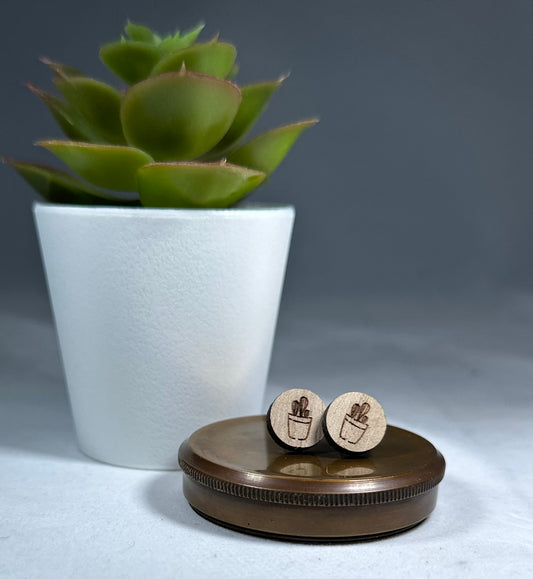 Succulent Wooden Earring Studs