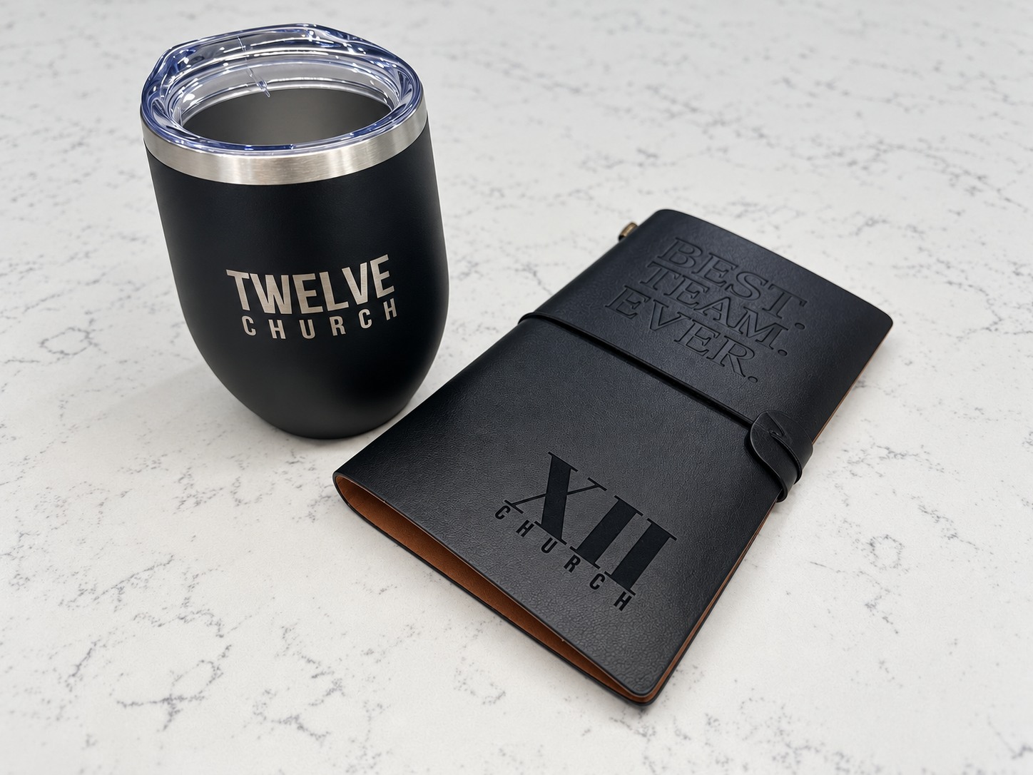 Twelve Church custom tumbler and engraved journal gift set