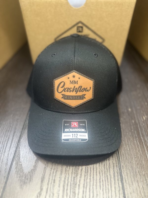 Black Richardson hat with Cashflow Mindset engraved patch